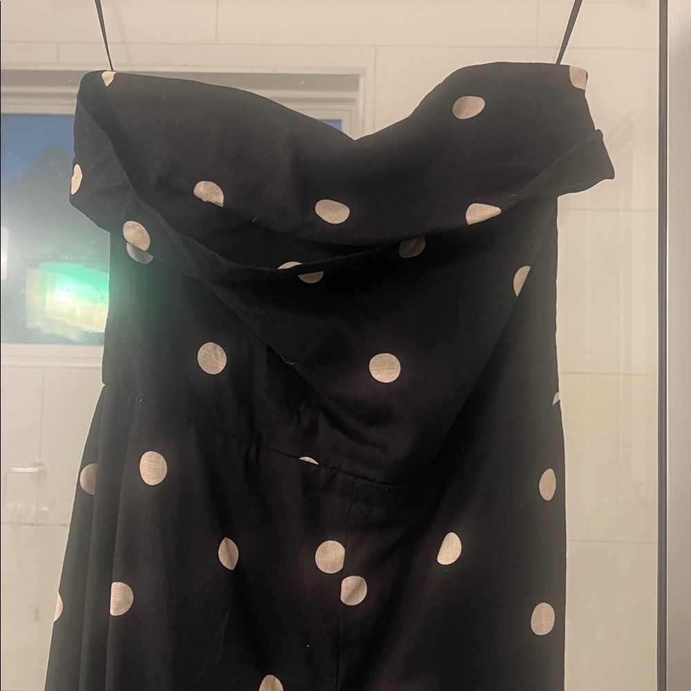 Sezane Black Jumpsuit with White Dots - Picture 3 of 7